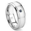 Cobalt XF Chrome 8MM Solitaire Sapphire Newport Wedding Band Ring