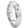 Cobalt XF Chrome 6MM Solitaire Sapphire Brushed Wedding Band Ring w/ Raised Center