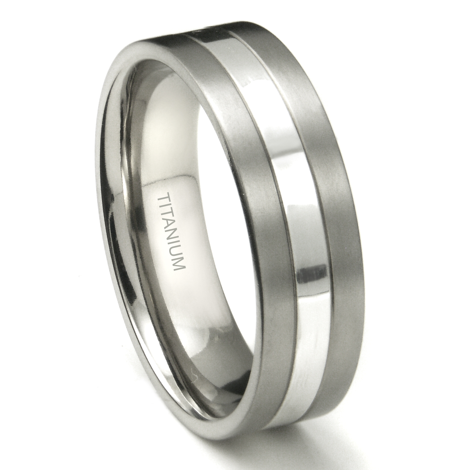 Titanium 7mm Two Tone Wedding Ring