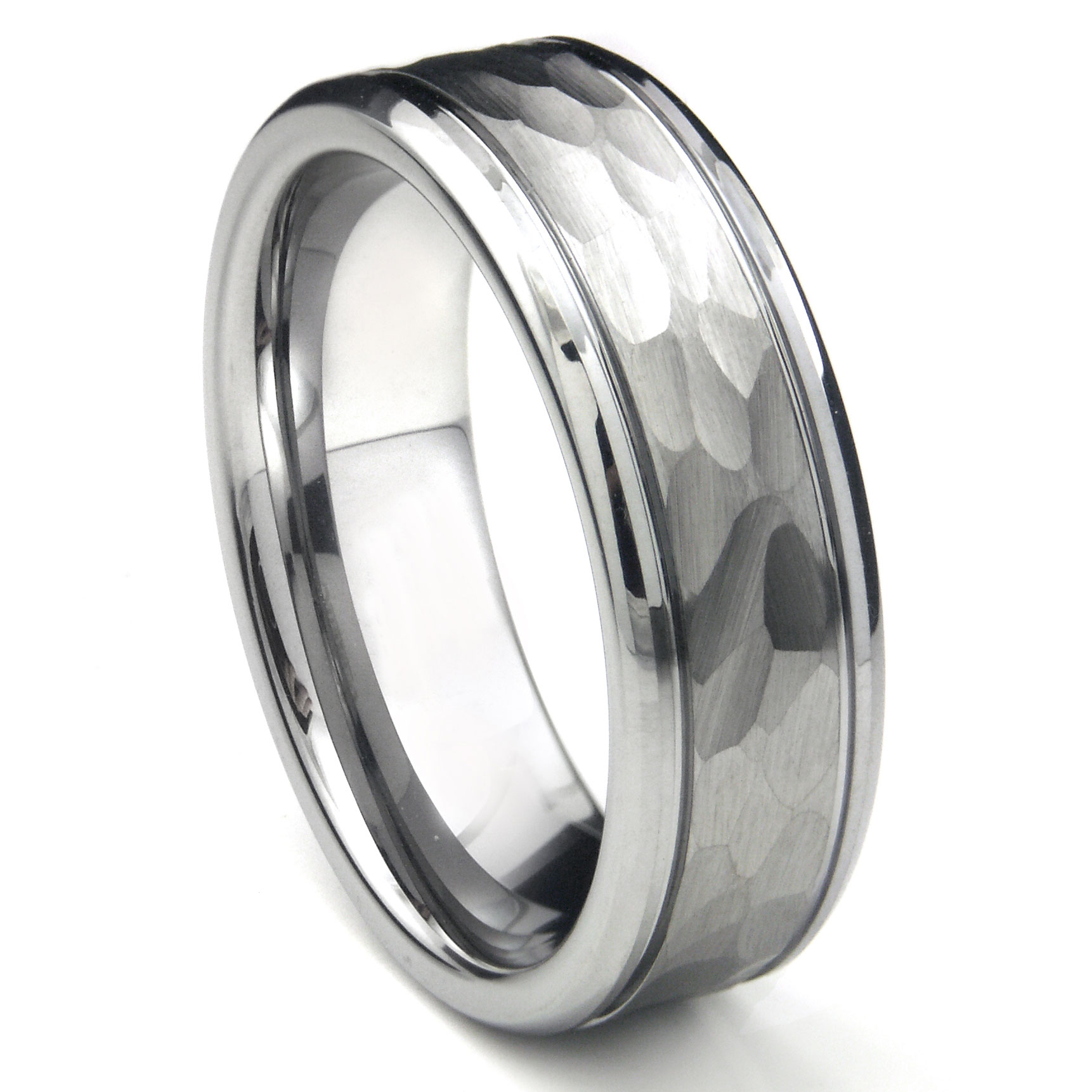 HAMMER FINISH WEDDING BAND Stainless Steel Ring SIZES 6-13 