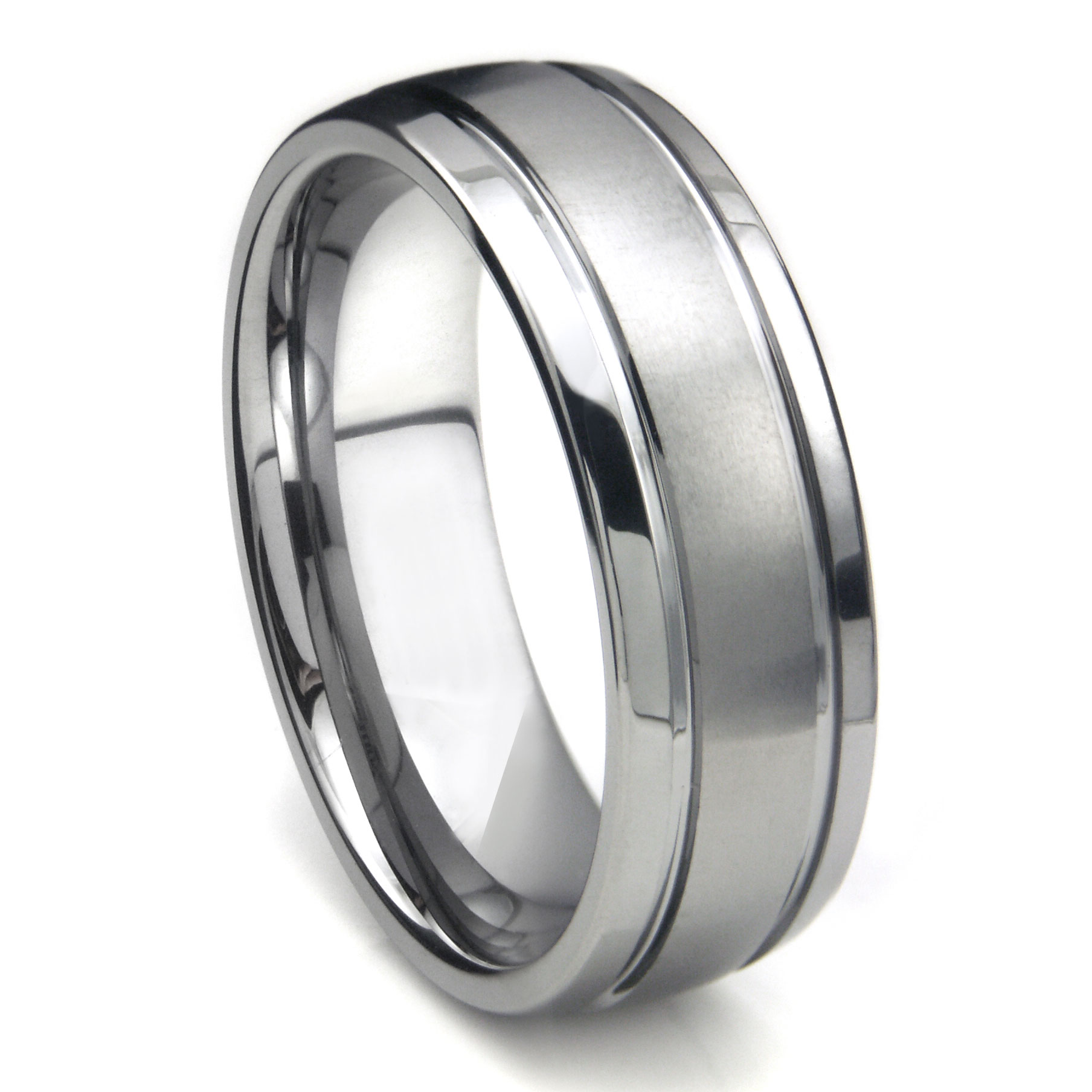 Tungsten Carbide Newport Double Groove Dome Wedding Band Ring