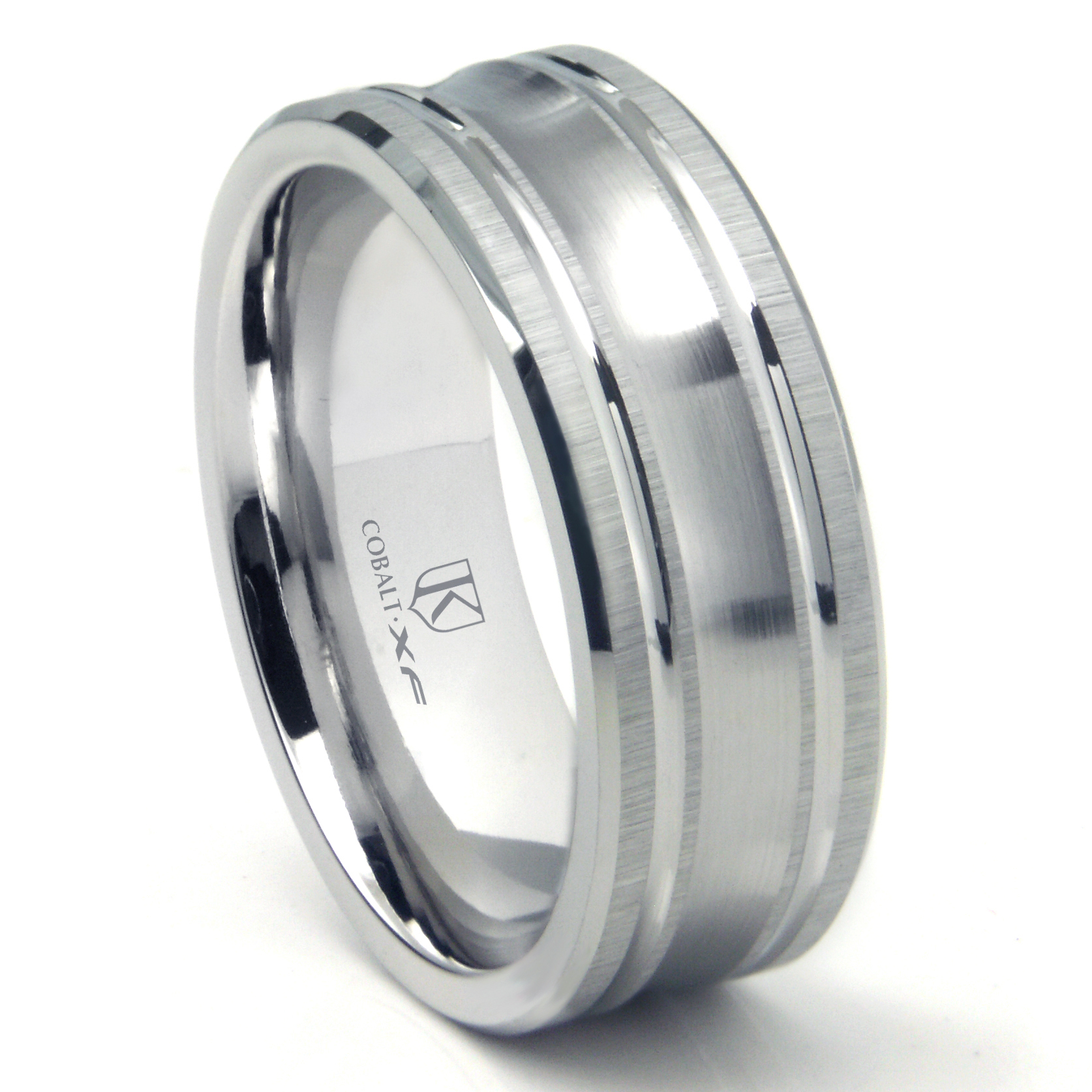 Cobalt XF Chrome 9MM Concave Wedding Band Ring w/ Coinedge Satin Finish