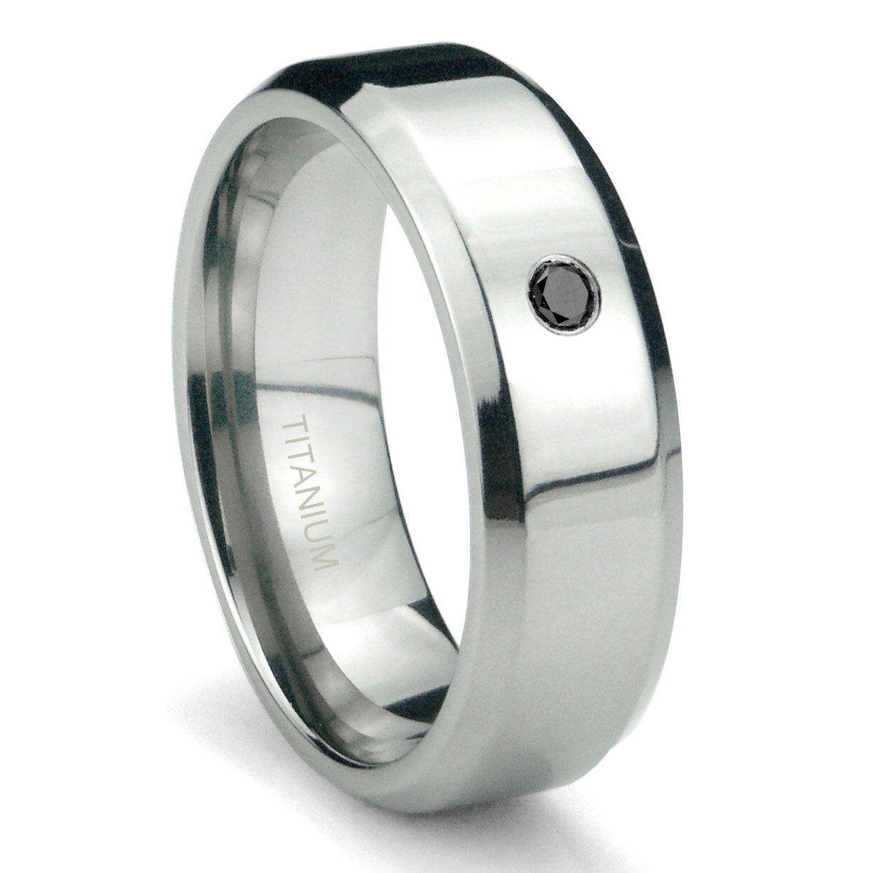 thumbnail image 2 of Black Plated TITANIUM Plain MEN's Band Ring With ACCENTS, Size 14 - In Gift Box 2 of 9