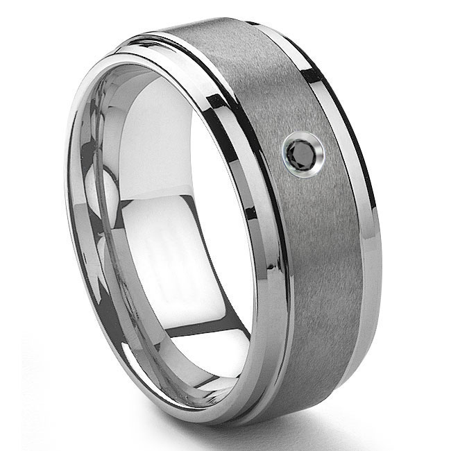 9mm Black Tungsten Carbide Ring Diamond Simulated Men Wedding Band Size 6-13 