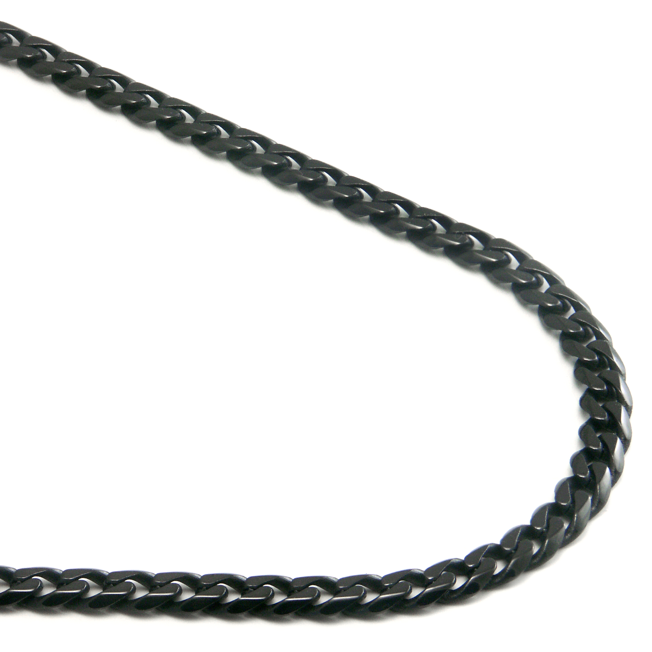 Black Titanium 4mm Curb Necklace Chain Sz 36