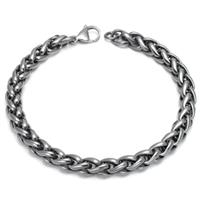 Gunmetal Grey Titanium 7MM Wheat Link Bracelet