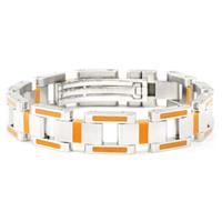 BERCHET Stainless Steel Orange Enamel Bracelet