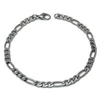 Gunmetal Grey Titanium 4MM Figaro Link Bracelet
