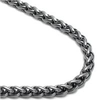 Gunmetal Grey Titanium 7MM Wheat Link Necklace Chain