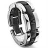 Single Row Black Diamond Ceramic Unisex Wedding Ring