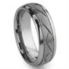 Tungsten Carbide Diamond Cut Groove Newport Wedding Band Ring