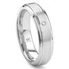 Cobalt XF Chrome 6MM Solitaire Diamond Brushed Wedding Band Ring w/ Raised Center