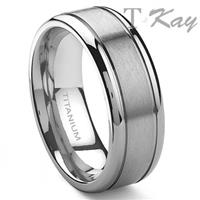TENSUS Titanium 8mm Grooved Wedding Ring