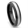 Black Tungsten Carbide Wedding Band Ring w/ Brushed Center