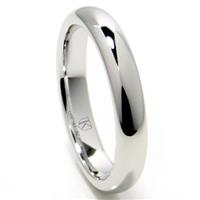 Cobalt XF Chrome 4MM Plain High Polish Dome Wedding Band Ring