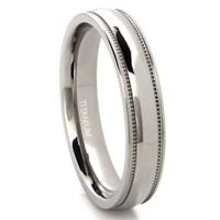Titanium 4mm Milgrain Wedding Band Ring