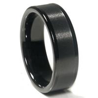 Black Tungsten Carbide 8MM Flat Wedding Band Ring
