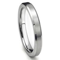 Tungsten Carbide 4MM Beveled Brush Finish Wedding Band Ring