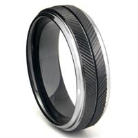 Black Tungsten Carbide Chevron Wedding Band Ring