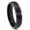Black Tungsten Carbide Wedding Band Ring w/ Raised Center