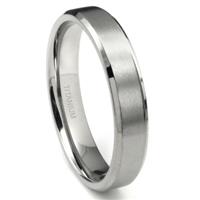 Titanium 5mm Beveled Wedding Band Ring w/ Brushed Center