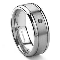 Titanium 8mm Solitaire Black Diamond Newport Wedding Ring