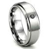 Titanium 8mm Solitaire Black Diamond Wedding Ring w/ Brush Center