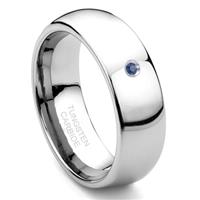 8MM Tungsten Carbide Solitaire Sapphire Dome Men's Wedding Band Ring