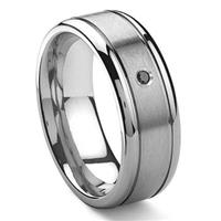 Tungsten Carbide Solitaire Black Diamond Newport Men's Wedding Band Ring