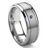 Tungsten Carbide Solitaire Sapphire Newport Men's Wedding Band Ring