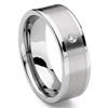Tungsten Carbide 8MM Flat Diamond Wedding Band Ring w/ Brush Center