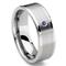 Tungsten Carbide 8MM Flat Sapphire Men's Wedding Band Ring w/ Brush Center