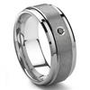 Tungsten Carbide 9MM Black Diamond Men's Wedding Band ring w/ Stepped edges