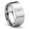 Tungsten Carbide Diamond 10MM Flat Brush Finish Men's Wedding Band Ring