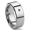 Tungsten Carbide Black Diamond 10MM Flat Men's Wedding Band Ring