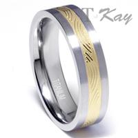 Titanium Golden Ip Inlay Wedding Ring