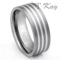 Titanium 3 Stripe Silver Inlay Wedding Ring