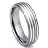 Titanium 4 Stripe Silver Inlay Wedding Dome Ring
