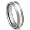 Flat Titanium Silver Inlay Wedding Ring
