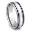 Titanium Silver Inlay Ring w/ Two Grooves