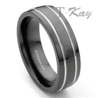 TYREE 7mm Grooved Black Titanium Ring