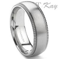 ANSGAR Titanium 8mm Milgrain Wedding Band Ring