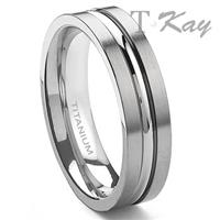 Titanium 6mm Ribbed Men's Ring