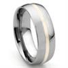 HERMES 8MM Tungsten Carbide 14K Gold Inlay Dome Wedding Band