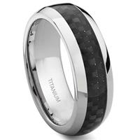 Titanium Carbon Fiber Inlay Band Ring