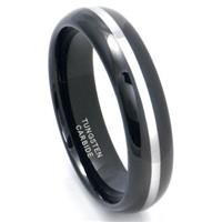 Black Tungsten Carbide 6mm Dome Two Tone Wedding Band Ring