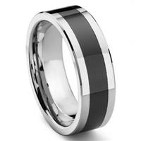 2nd Generation Tungsten Carbide Two Tone Beveled Wedding Band Ring