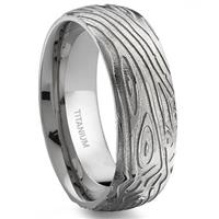 7 Degree WOOD GRAIN Titanium Band Ring