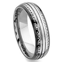 2nd Generation Tungsten Carbide Two Tone Dome Milgrain Wedding Band Ring
