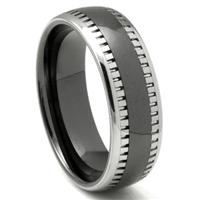 2nd Generation Tungsten Carbide Two Tone Milgrain Dome Wedding Band Ring